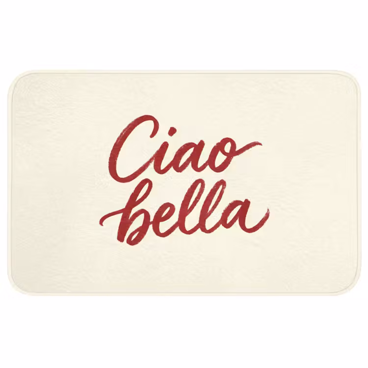 Badmat - Ciao bella - Rood - Wit - Minimalistisch — 1