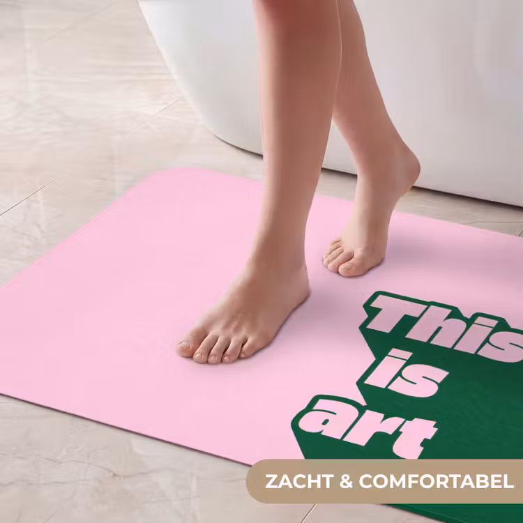 Badmat - Groen - Teskt - This is art - Roze — 5