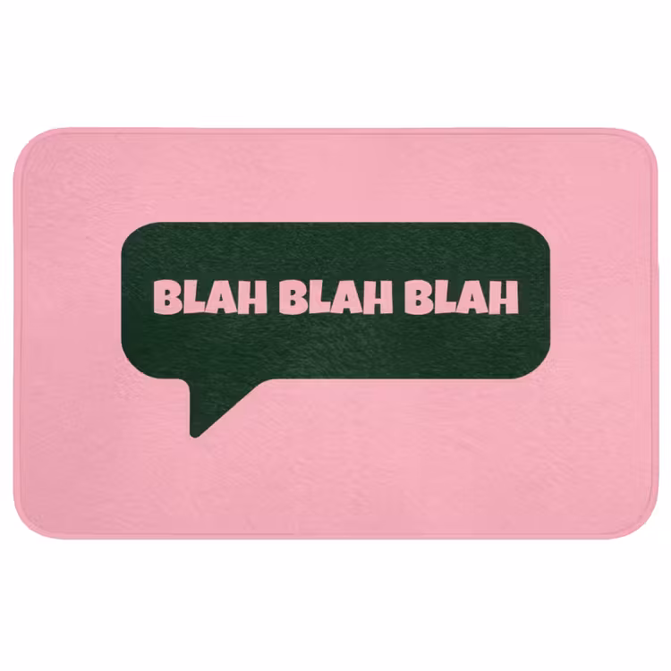 Badmat - Roze - Tekstwolk - Groen - BLAH BLAH BLAH — 1