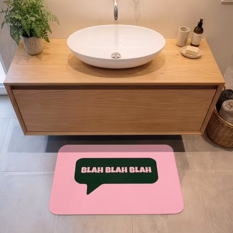 Badmat - Roze - Tekstwolk - Groen - BLAH BLAH BLAH — 2