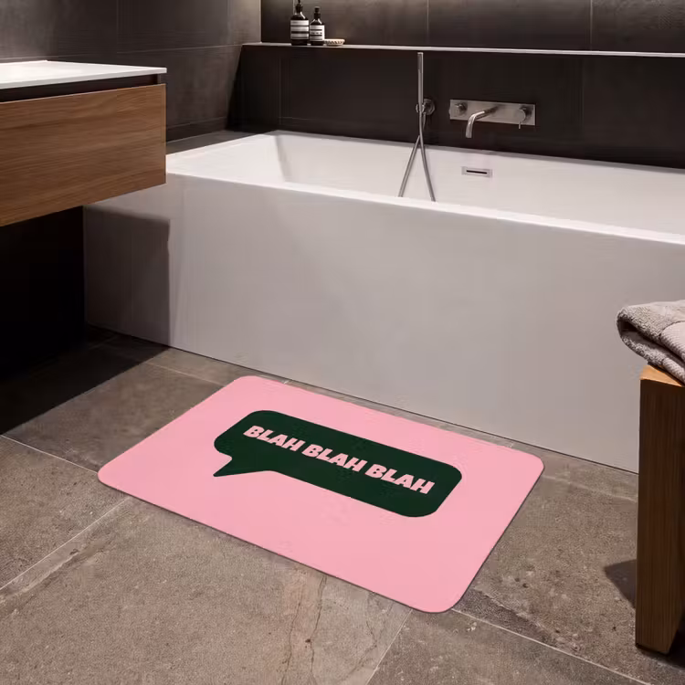 Badmat - Roze - Tekstwolk - Groen - BLAH BLAH BLAH — 4