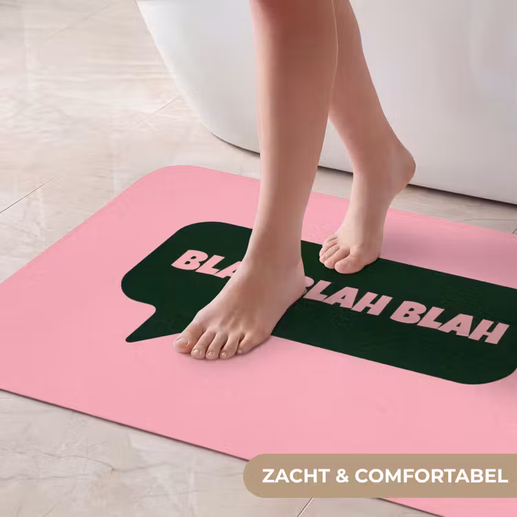 Badmat - Roze - Tekstwolk - Groen - BLAH BLAH BLAH — 5