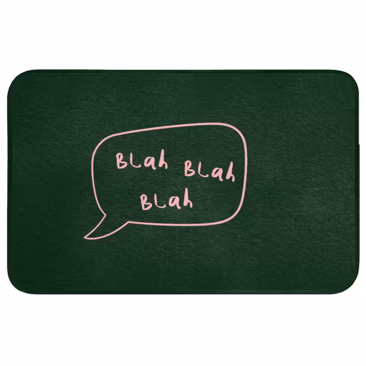 Badmat - Tekstwolkje - Donkergroen - BLAH BLAH BLAH — 1