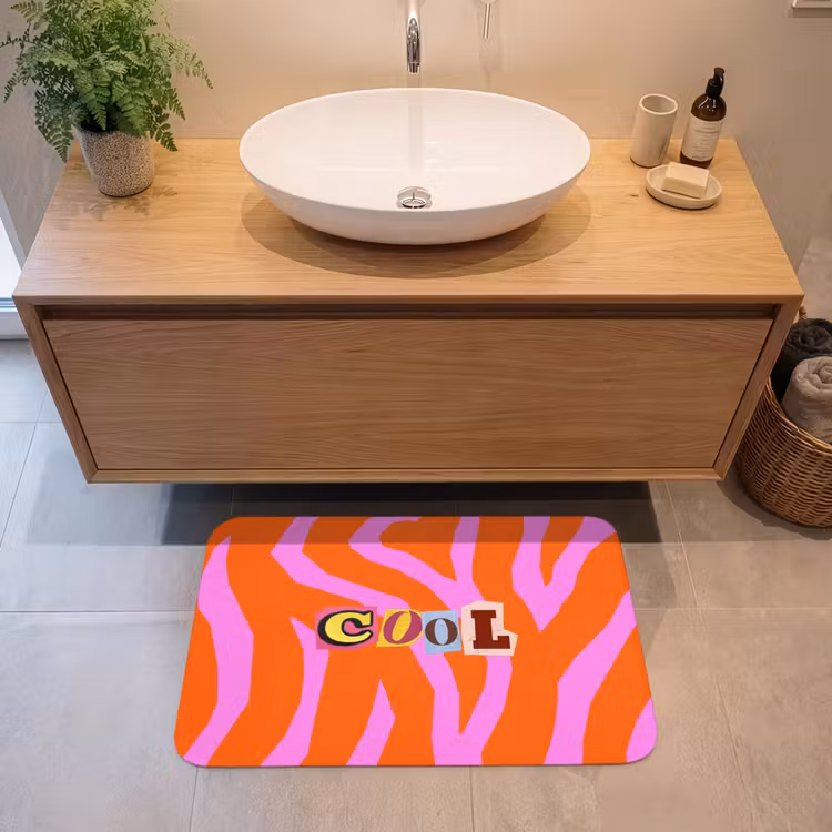 Badmat - Zebraprint - Grafisch - COOL - Oranje — 2