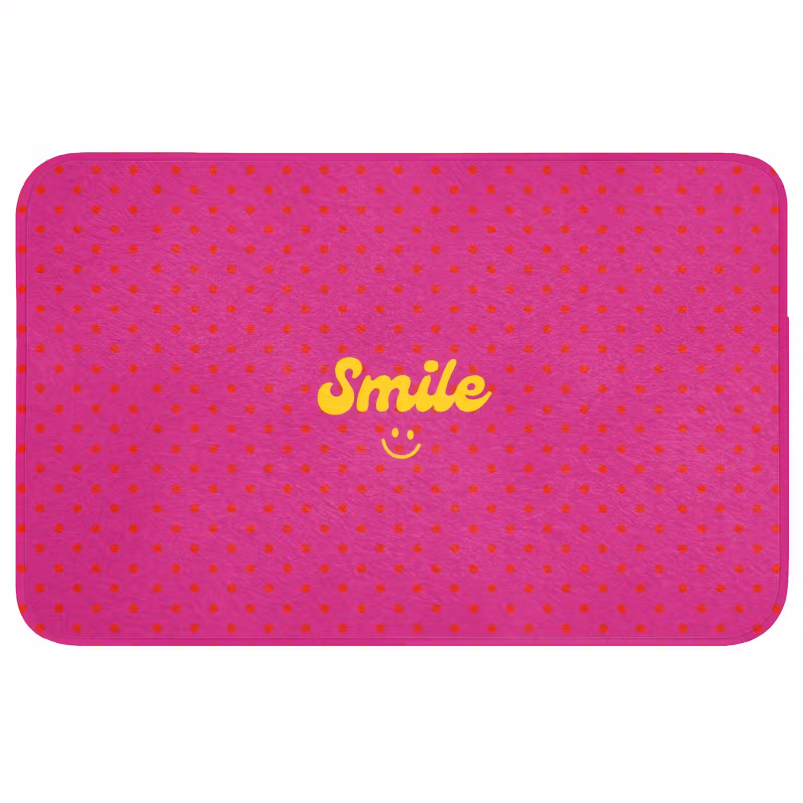 Badmat - Smile - Stippen - Geel - Smiley - Roze — 1