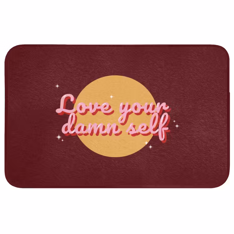 Badmat - love your damn self - Cirkel - Glitter - Rood — 1
