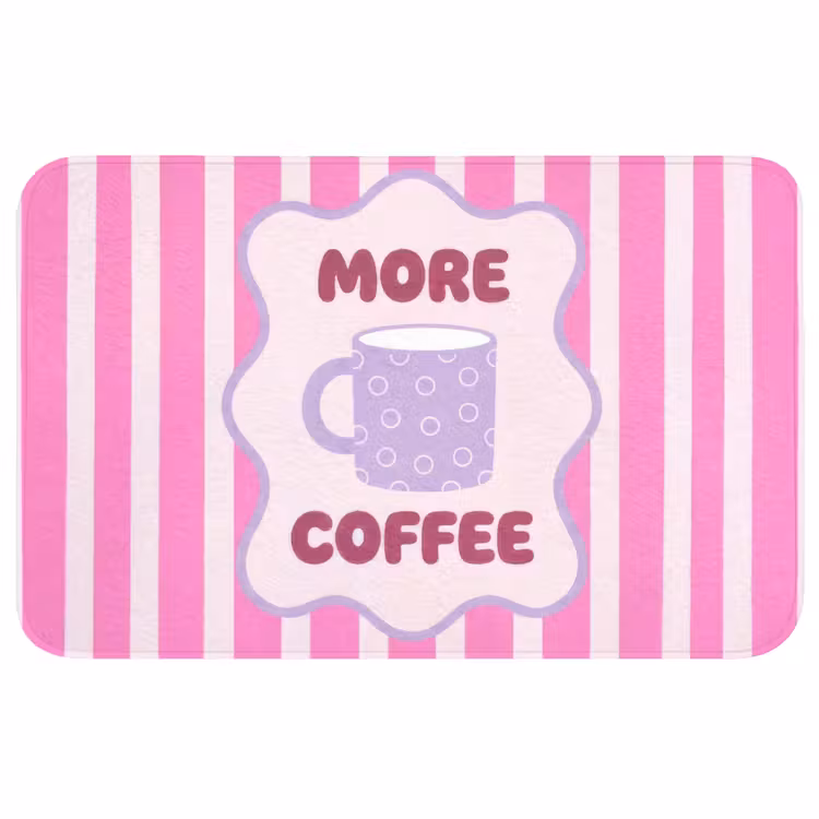Badmat - More coffee - Roze - Paars - Strepen - Mok — 1