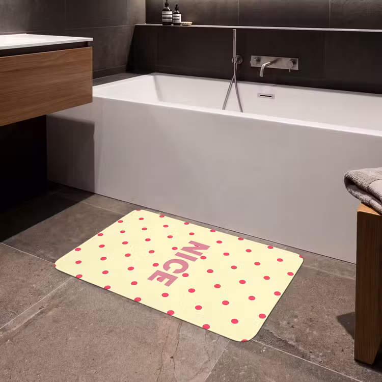 Badmat - Nice - Stippen - Roze - Geel — 4