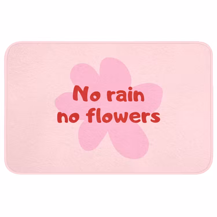 Badmat - No rain no flowers - Bloem - Roze — 1