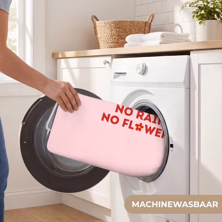 Badmat - No rain no flowers - Minimalistisch - Roze - Bloem — 7