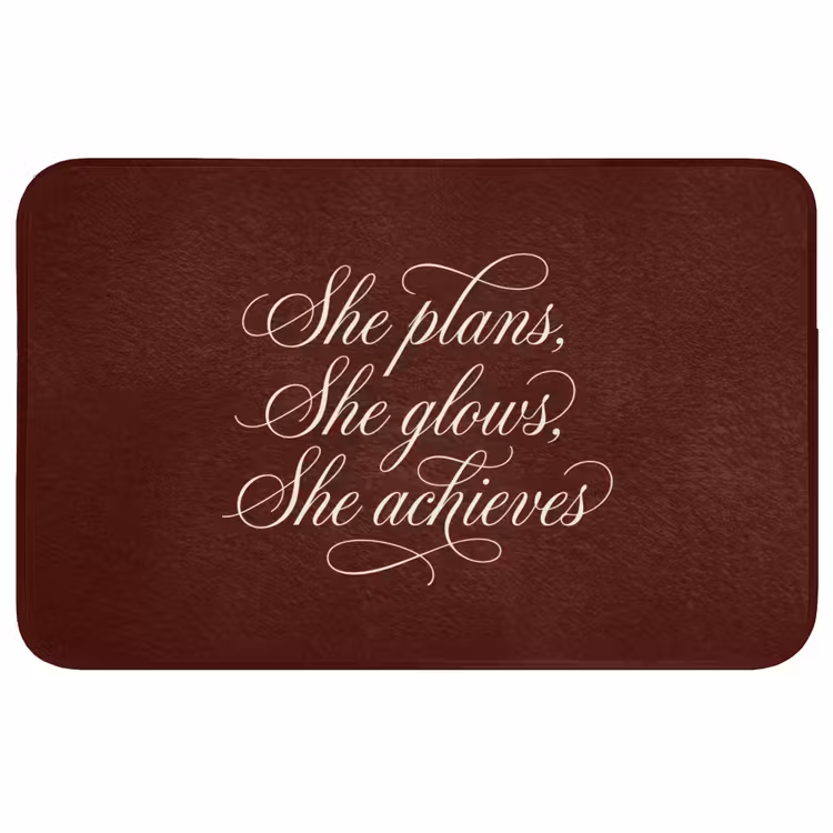 Badmat - She plans she glows she achieves - Rood - Cursief — 1