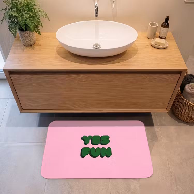 Badmat - Yes fun - Groen - Roze — 2