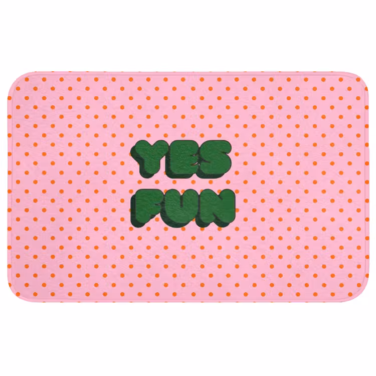Badmat - Yes fun - Groen - Roze - Stippen — 1