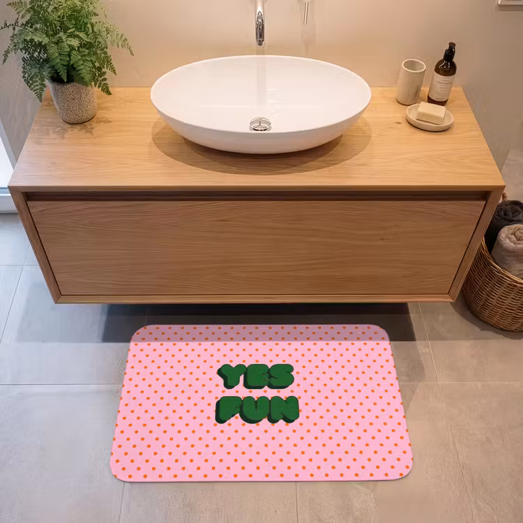 Badmat - Yes fun - Groen - Roze - Stippen — 2