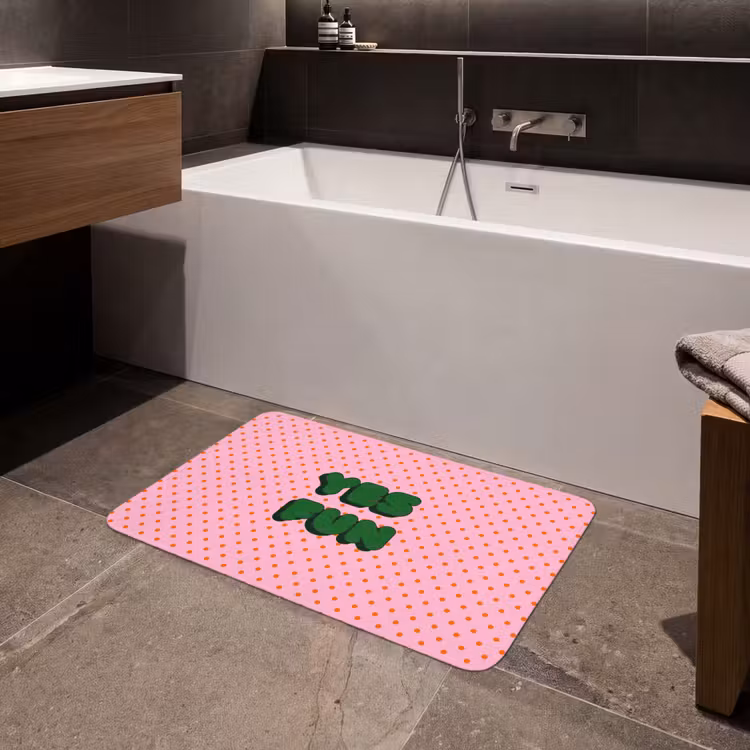 Badmat - Yes fun - Groen - Roze - Stippen — 4