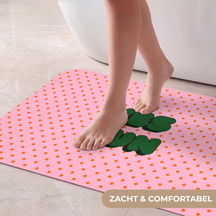 Badmat - Yes fun - Groen - Roze - Stippen — 5