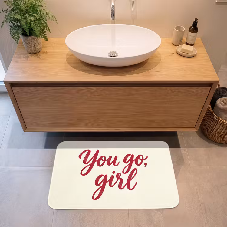 Badmat - you go girl - Rood - Wit — 2