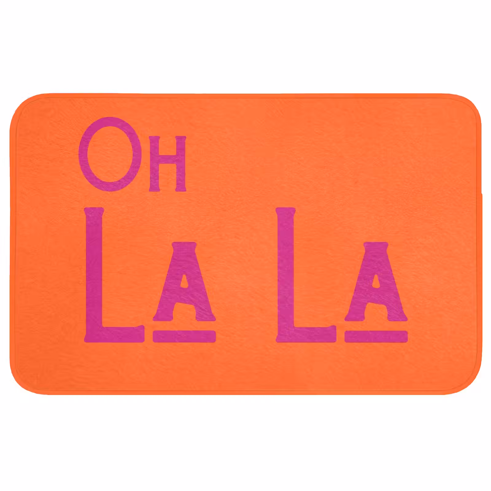 Badmat - Oh la la - Oranje - Roze - Scheeflettertype — 1