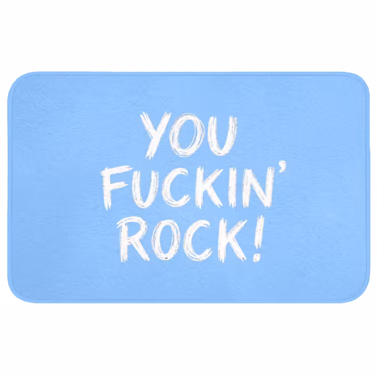 Badmat - Blauw - Wit - You fuckin rock — 1