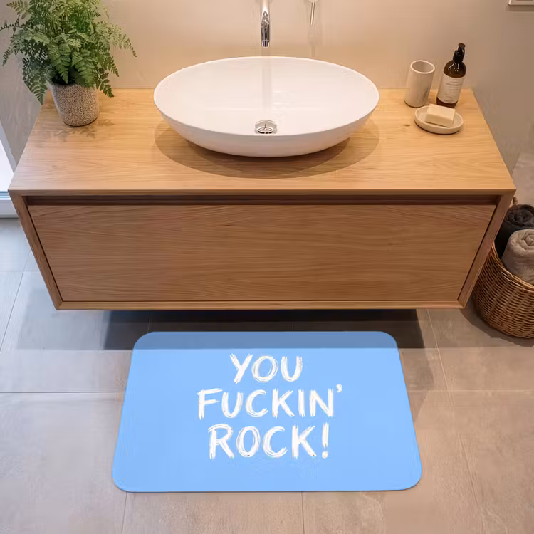 Badmat - Blauw - Wit - You fuckin rock — 2