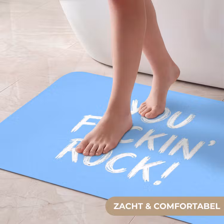 Badmat - Blauw - Wit - You fuckin rock — 5