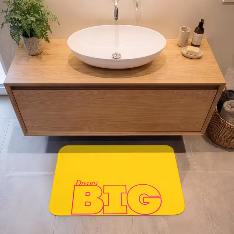 Badmat - Dream big - Geel - Grafisch — 2