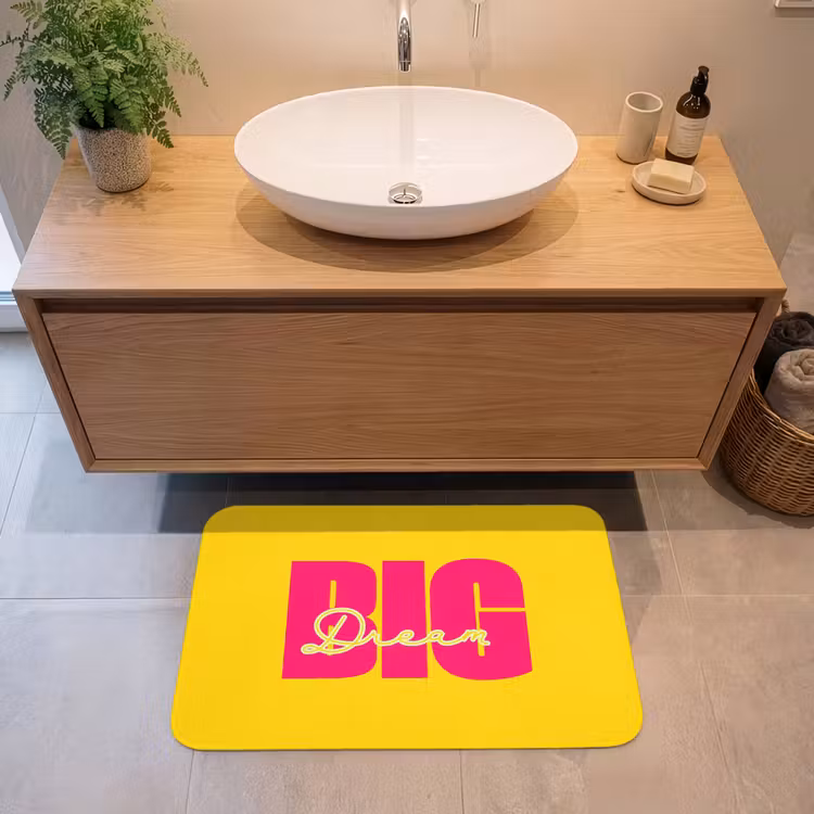 Badmat - Dream big - Geel - Roze — 2
