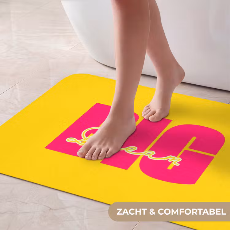 Badmat - Dream big - Geel - Roze — 5