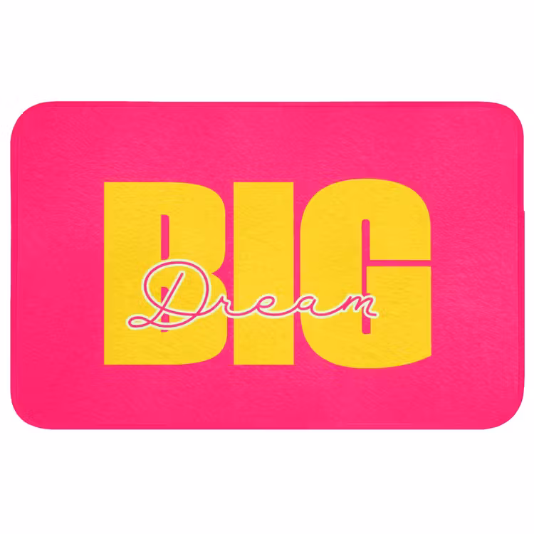 Badmat - Dream big - Roze - Geel - Minimalistisch — 1