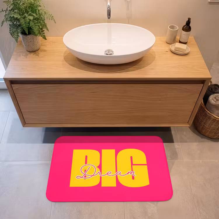 Badmat - Dream big - Roze - Geel - Minimalistisch — 2