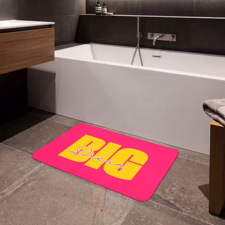 Badmat - Dream big - Roze - Geel - Minimalistisch — 4