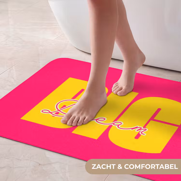 Badmat - Dream big - Roze - Geel - Minimalistisch — 5