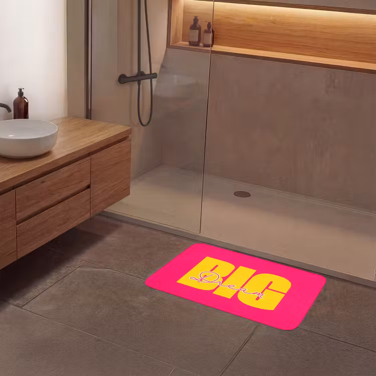 Badmat - Dream big - Roze - Geel - Minimalistisch — 6