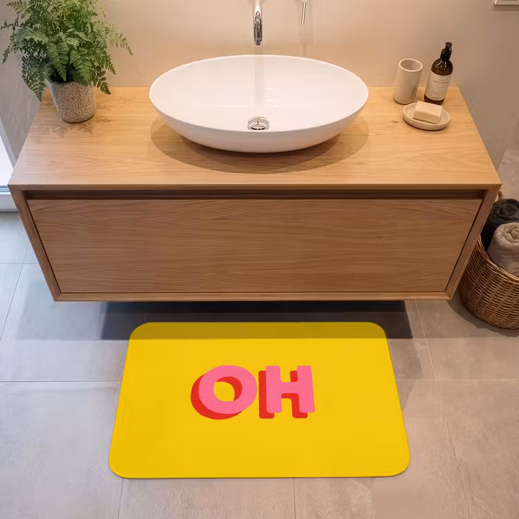 Badmat - Geel - Roze - Oh - 3D — 2
