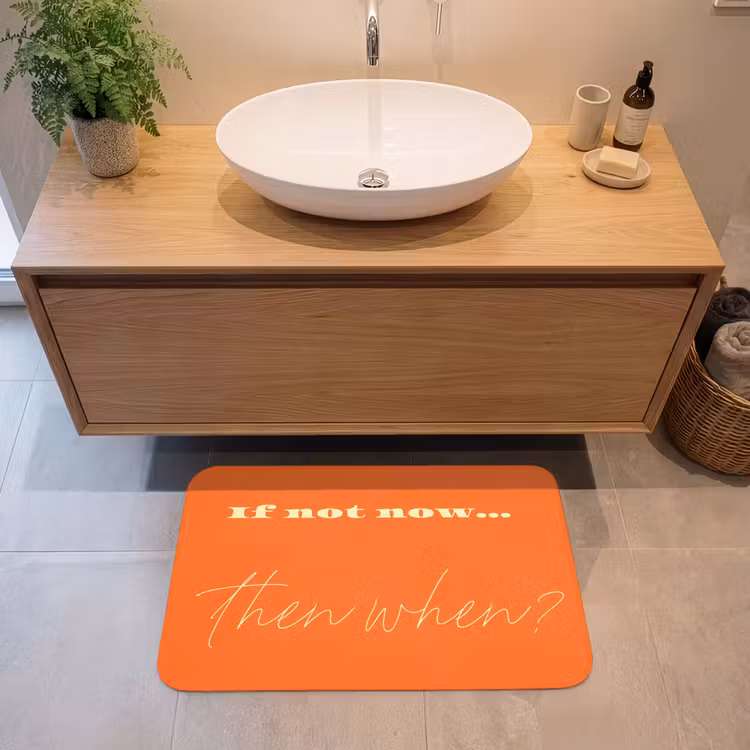 Badmat - If not now then when - Oranje - Geel - Levendig — 2