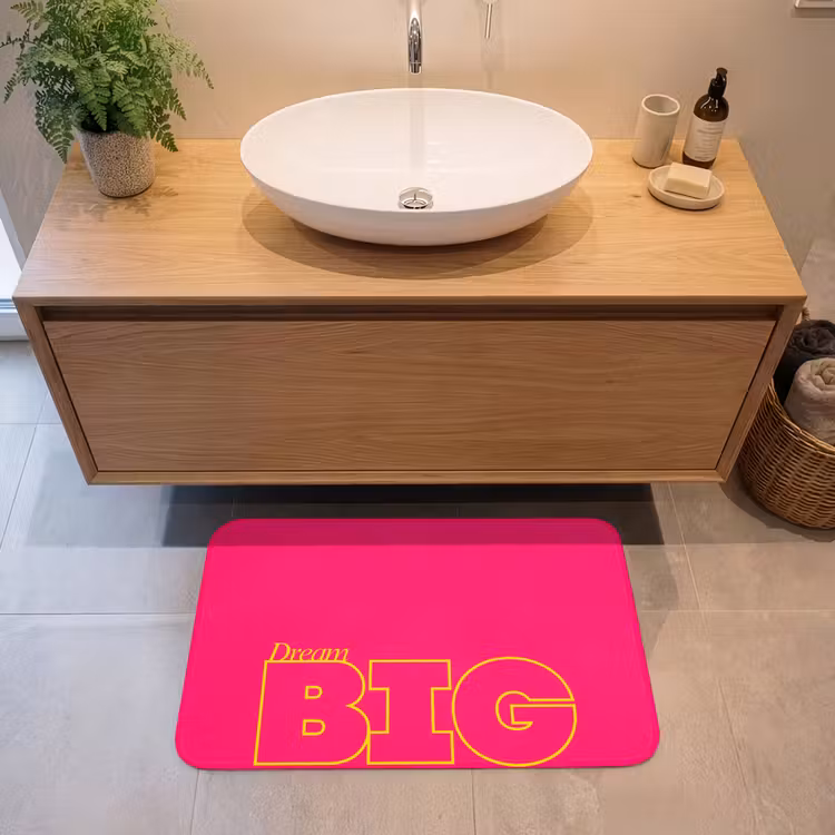 Badmat - Minimalistisch - Roze - Dream big - Grafisch — 2
