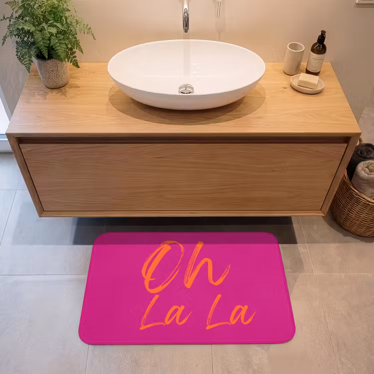 Badmat - Oh la la - Oranje - Roze — 2