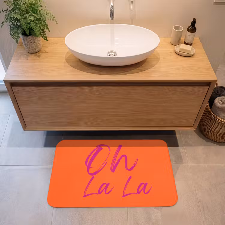 Badmat - Oh la la - Oranje - Roze - Grafisch — 2