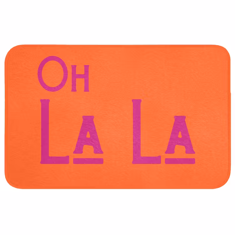 Badmat - Oh la la - Oranje - Roze - Scheeflettertype — 1