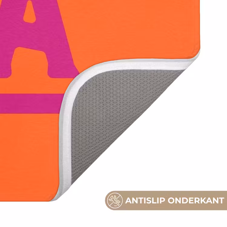 Badmat - Oh la la - Oranje - Roze - Scheeflettertype — 3