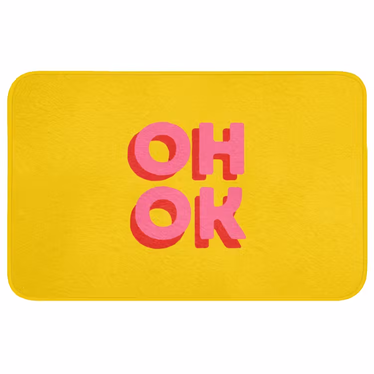 Badmat - Oh ok - 3D - Geel - Roze — 1