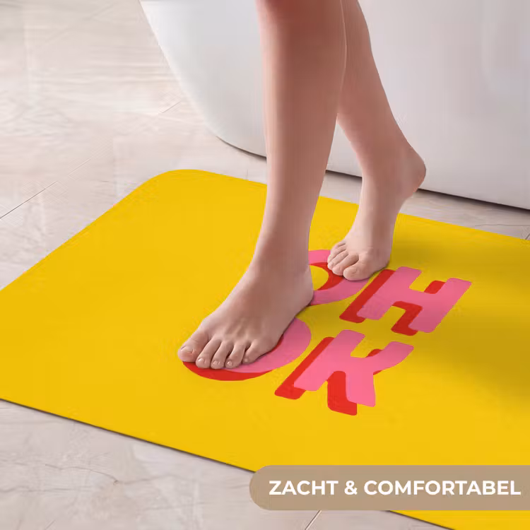 Badmat - Oh ok - 3D - Geel - Roze — 5