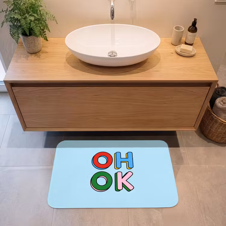 Badmat - Oh ok - Blauw - Kleurrijk — 2