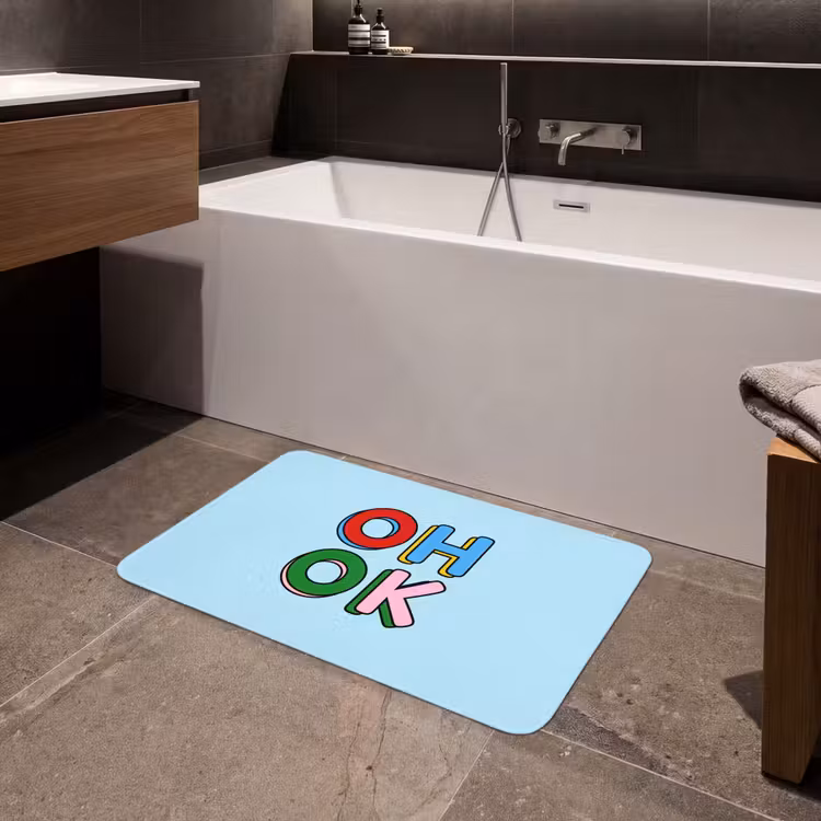 Badmat - Oh ok - Blauw - Kleurrijk — 4