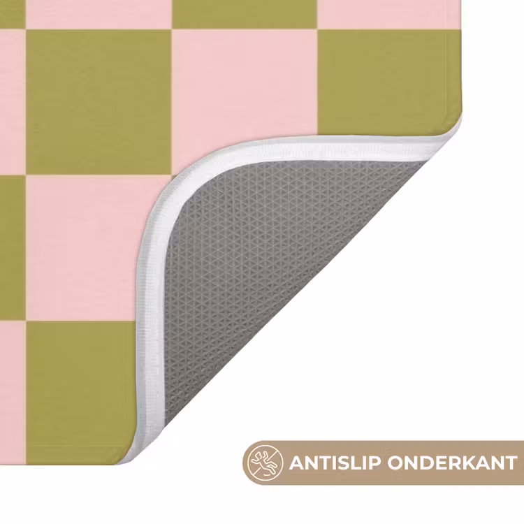 Badmat - Patroon - Geblokt - Olijfgroen - Amore — 3