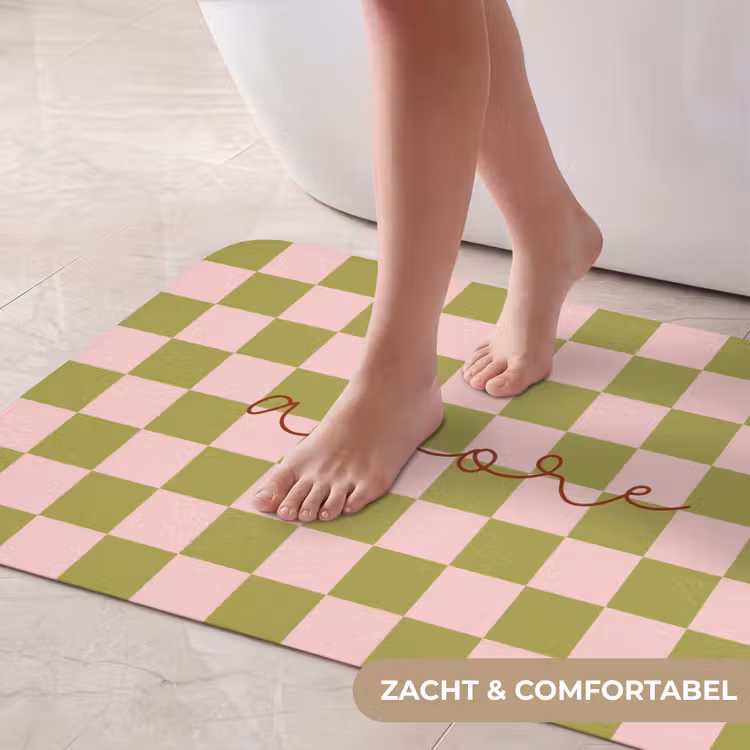 Badmat - Patroon - Geblokt - Olijfgroen - Amore — 5