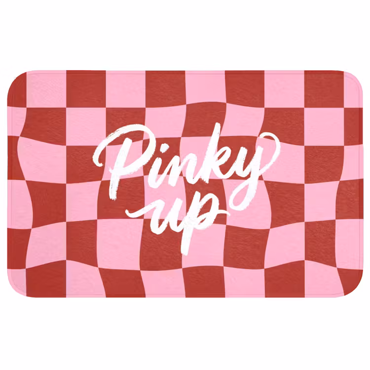 Badmat - Pinky up - Geblokt - Bordeauxrood — 1