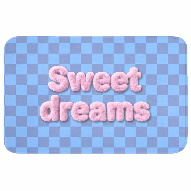 Badmat - Sweet dreams - Vierkanten - Roze - Blauw — 1