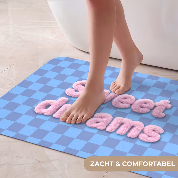 Badmat - Sweet dreams - Vierkanten - Roze - Blauw — 5