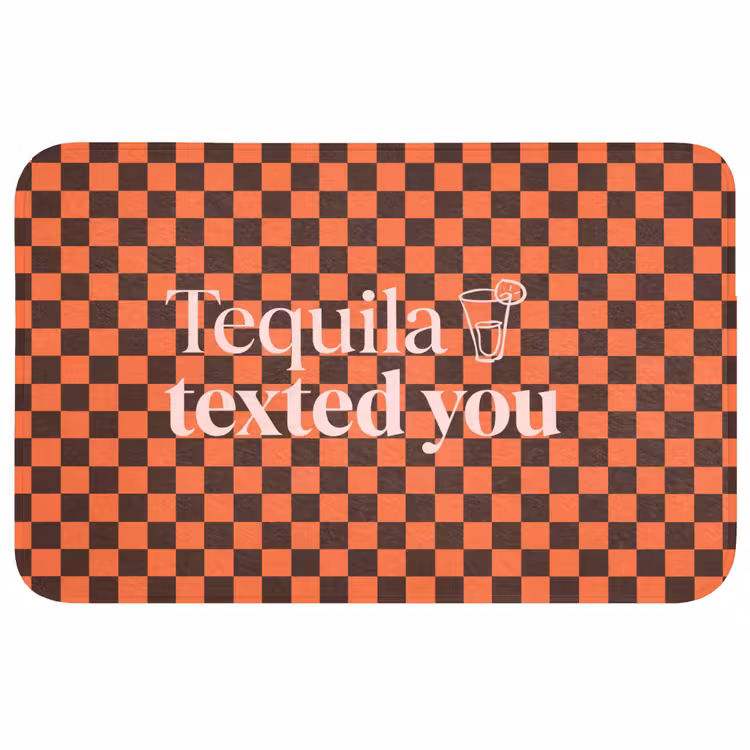 Badmat - Tequila texted you - Glas - Vierkanten - Oranje — 1